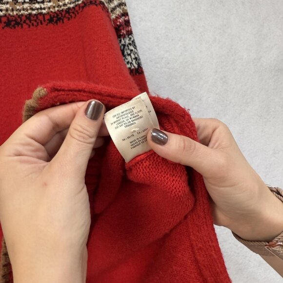 Moth by Anthropologie Sweater Womens XS Red Fair Isle Mock Neck Tunic Pullover - Picture 6 of 9